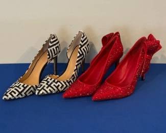 INC Kenjay d'Orsay pumps and Silvee pinted-toe pump in red. All women's shoes sized 9,10,  or 11  available in many styles.