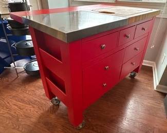 Slumberland Red Bar Cart