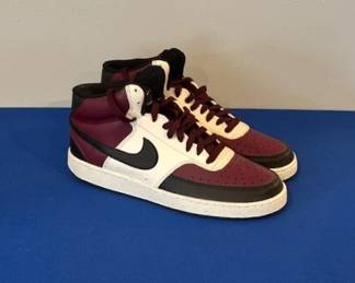 Nike Court Vision Mid Next Nature men's shoes in dark beetroot, size 9.