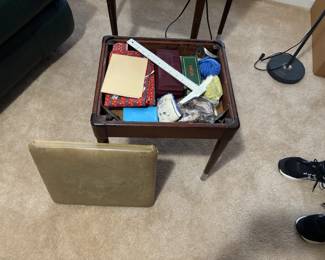 Singer Sewing Table Stool open with Accessories