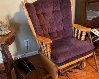 Wooden swivel chair and magazine rack