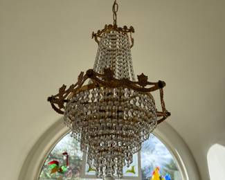 Crystal and Brass Chandelier approximately 24" High