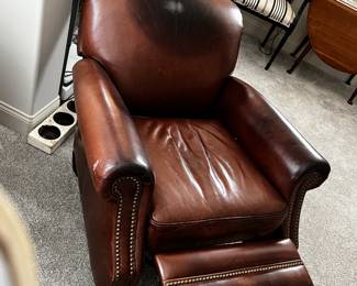 #100 Brown Leather (as is head and seat darker ) Recliner w/nailhead Trim $75.00