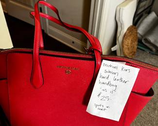#93 Michael Kors Salmon Hard Leather Handbag "as is" (spot on front) $25.00