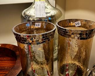 #150 Pair of 2 Amer Glass w/tile & Mirror Top - 10" Top - set of 2 $20.00