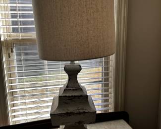 #102 Wood White Painted Distressed Lamp - 34" Tall - set of 2 $75.00
