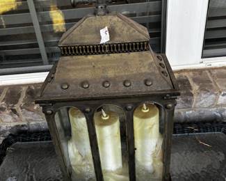 #5 Plastic Wicker Coffee Table - 33x22x19 $35.00
#6 Brass Metal Lantern candle holder - 11x7x22 $20.00