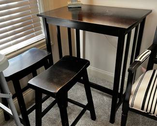 #103 Black wood Table w/2 Tall Black Barstools - Table - 32x22x36 - Barstools - 24" tall $75.00