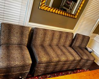 #20 Leopard Print Storage Sofa w/2 side parsons Chairs - Sofa - 48" W, Chairs - 20"W $200.00