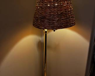#176 brass Base/Wicker Shade Floor Lamp - 56" Tall $75.00