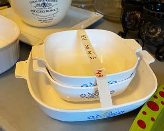 #143 Set of Blue connflower Casserole Dishes $35.00