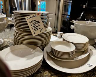 #164 Unmarked Off White Mixed Set of China - 54 pcs $65.00