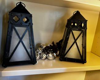 #44 Set of 2 Front Open Lantern Candle Holders - 15" tall x 8x8 - Heavy $100.00