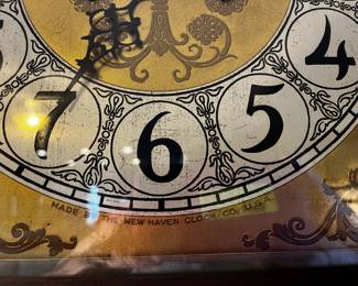 #84 Grandfather Clock w/beveled Door (needs repair pendulum) Made in New Haven clock Co. USA - 18.5x13x8' $75.00