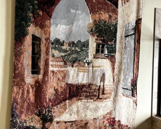 #96 Vintage Verdure Floral Scene Wall hanging Tapestry - You Take Down - 57x68 $75.00