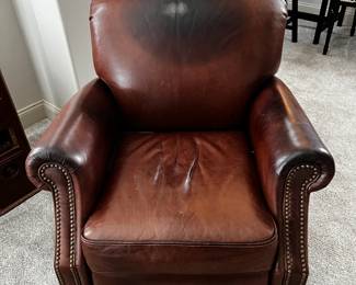 #100 Brown Leather (as is head and seat darker ) Recliner w/nailhead Trim $75.00