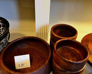 #151 Teak Wood Set of 6 Bowls w/salad Bowls $30.00