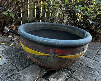 #58 Painted Concrete Mexican Flower Pot - 22x12 $40.00