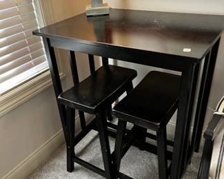 #103 Black wood Table w/2 Tall Black Barstools - Table - 32x22x36 - Barstools - 24" tall $75.00