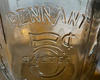 #36 Set of 2 Planters Peanute Glass Jars w/1 Glass Lid (second Jar is cracked on top as is) $75.00