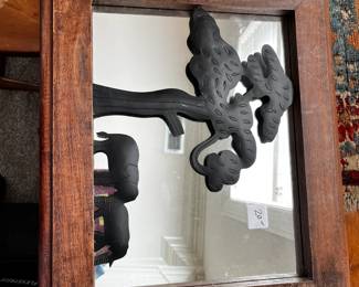 #109 Framed Mirror w/2 elephants and tree out of metal - 17x14 $20.00