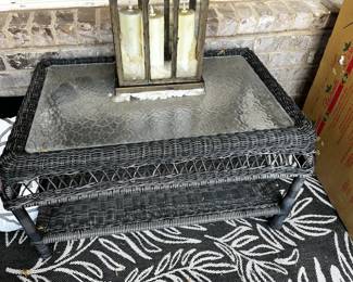 #5 Plastic Wicker Coffee Table - 33x22x19 $35.00
#6 Brass Metal Lantern candle holder - 11x7x22 $20.00