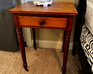 #74 Wood Bedside Table w/1 drawer - on Wheels - 20x18x26 $75.00