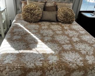 #16 Pottery Barn Queen Quilt Comforter w/2 shams $25.00
#17 Tempur-pedic grand Bed Queen Size (as is stains) $20.00
#18 White Linen Button Back Queen Size Padded Platform Bed $300.00