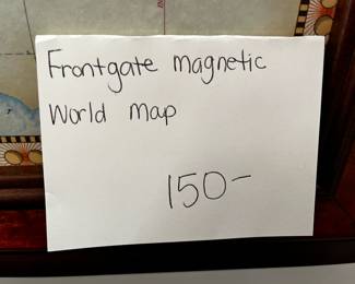 #105 frontgate World Map w/magnets - 53x36 $150.00