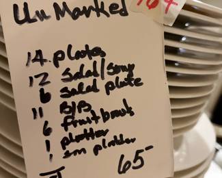 #164 Unmarked Off White Mixed Set of China - 54 pcs $65.00