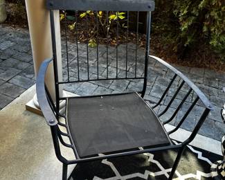 #56 Set of 2 Metal Side Chairs w/black & White cushions $60.00