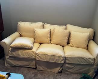 #78 Yellow Sofa w/loose Back Cushions - Slip-covered - 7' - UpStairs - You Move Down - No Help $75.00