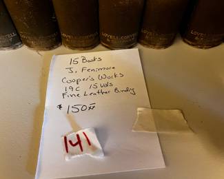 #141 15 Books J. Fenimore cooper's Works 19C 15 volumes Fine Leather Binding $150.00