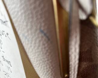 #95 Coach Tri-Compartment Leather Purse w/logo Panel - Ink Stains as is $35.00