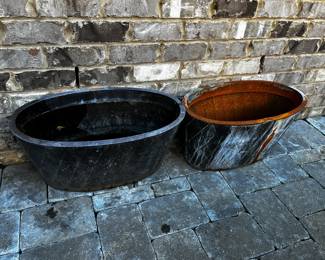 #52 Metal Rusted Bottom Rectangular Planter - 22x12x11 (each has a hold in bottom center) - sold as a pair $20.00