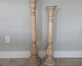#  183 Set of 2 Cream Candle Holders - 42" and 36" Tall - set Price $75