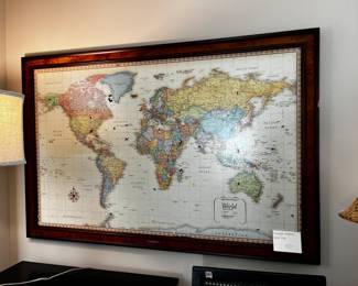 #105 frontgate World Map w/magnets - 53x36 $150.00