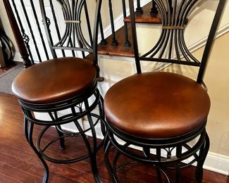 #45 Set of 2 Metal Base Swivel Bar Stools - 29" Tall $60.00