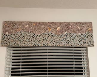 Handcrafted Art Valance Pebble glass Shells Sand