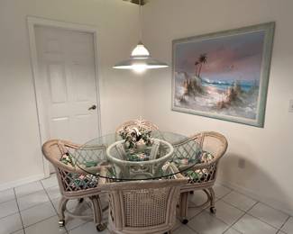 Glass Top Rattan Breakfast Table