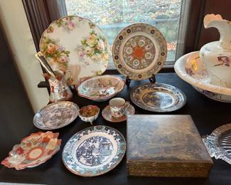Asian Tranferware, Large Floral Plate