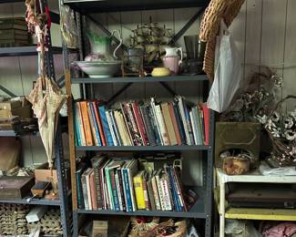 Books, Pitchers & Bowls,, Crocks, Buttons, Sewing Notions, Oil Lamps, Canes
