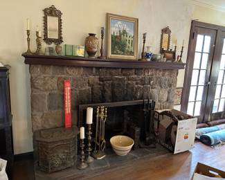 Pair of Bradley & Hubbard Bacchus Mirrored Candle Sconces, Brass Candle Holders, Insulators, Satsuma Vase