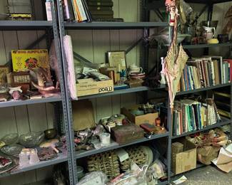 Books, Pitchers & Bowls,, Crocks, Buttons, Sewing Notions, Oil Lamps, Canes