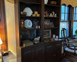 Pair of Cabinets, Dishes, Clock, Bird Figures