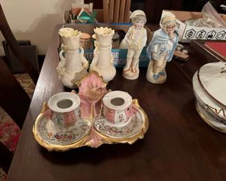 Belleek Vases, Bisque Figures, Inkwell