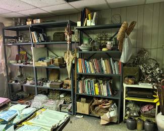 Books, Pitchers & Bowls,, Crocks, Buttons, Sewing Notions, Oil Lamps, Canes