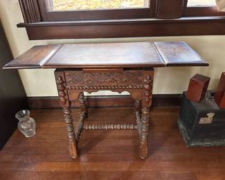 Pair of Carved Side Tables w/ Barley Twist Legs (1 of 2)