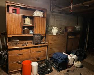 Mid Century Chests, Antique Stoneware Chicken Feeders