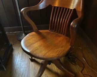 Antique Barrel Back, Swivel Desk Chair